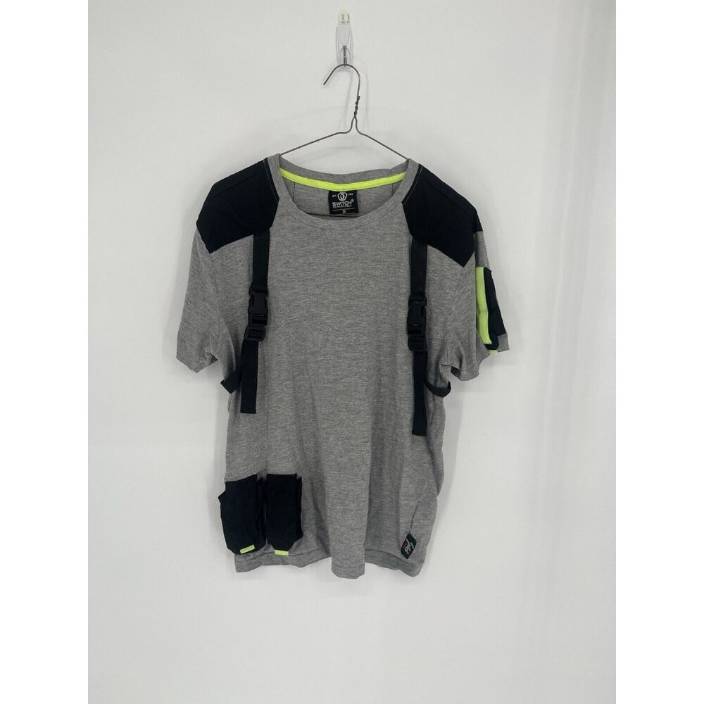 Switch Remarkable T-Shirt Mens‎ M White 100% Cotton Buckle Straps Pockets Hi-Vis